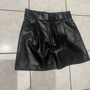 Zara Black Faux Leather High-Waist Shorts